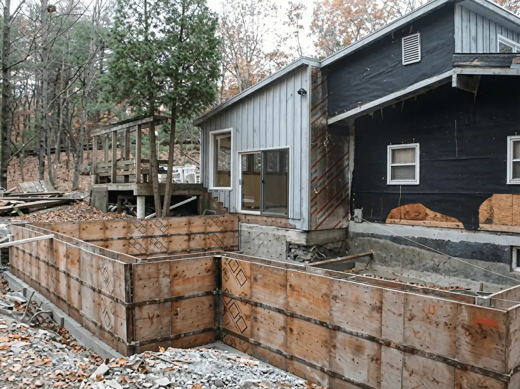 Prepared site with foundation forms for home remodeling and addition project in Sioux Falls, SD